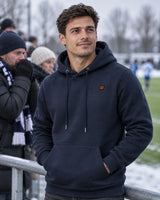 Uppvärmd hoodie herr PyreFit Zippa en vinterdag: på fotbollen