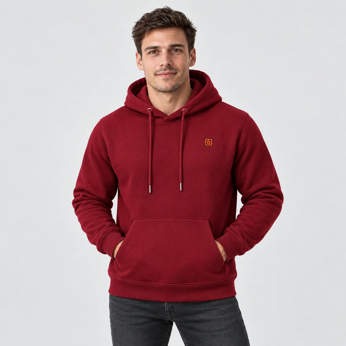 Uppvärmd hoodie herr PyreFit Zippa i bordeaux, framifrån