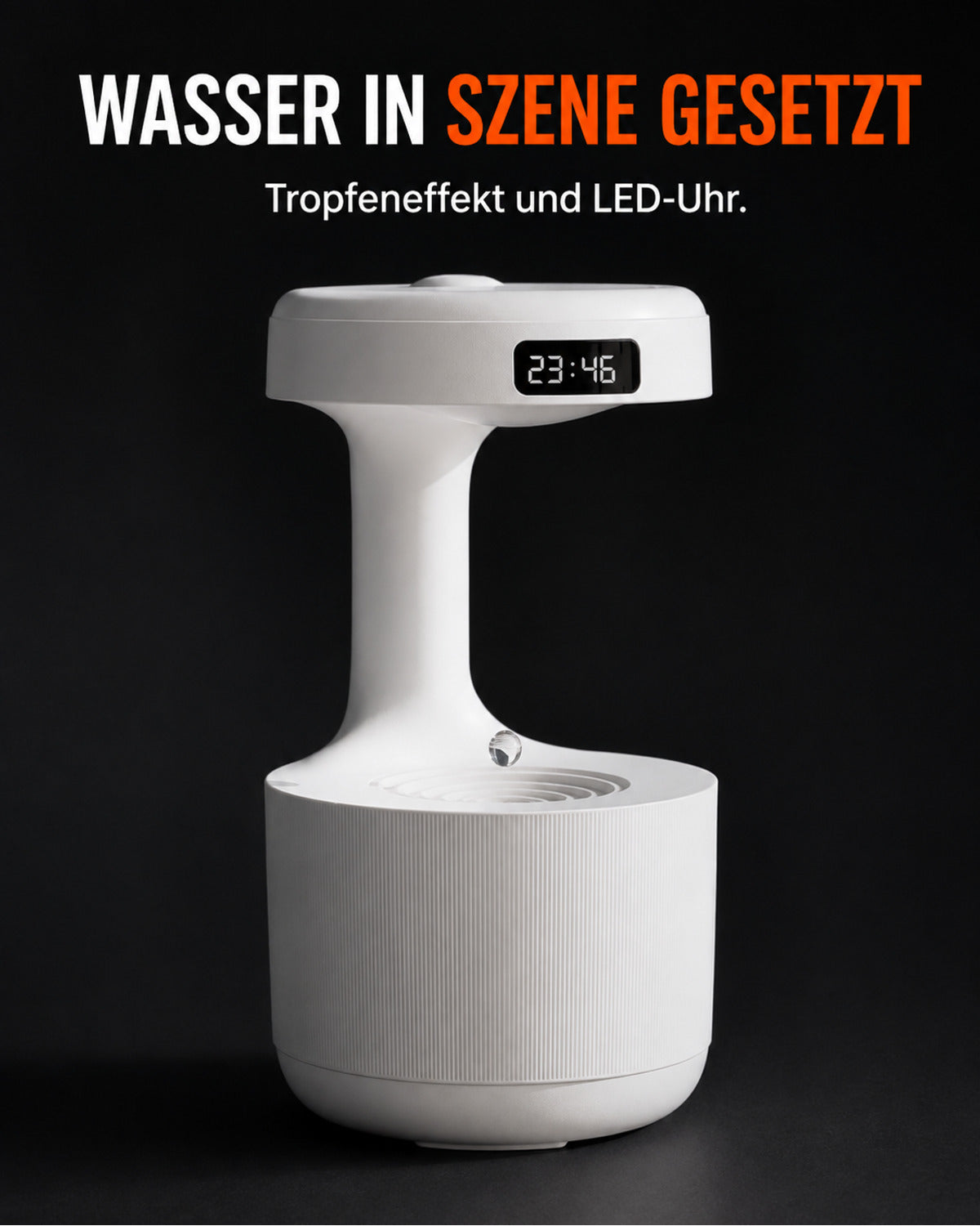 Luftfuktare med droppeffekt och LED-klocka – produktbild 2
