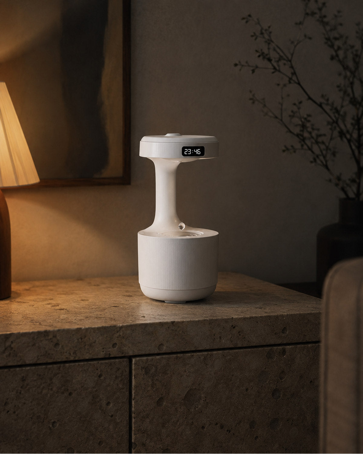 Luftfuktare med droppeffekt och LED-klocka – produktbild 8