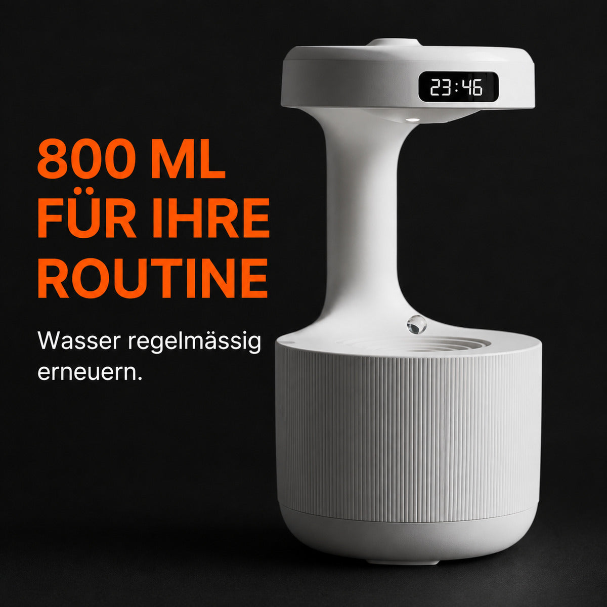 Luftfuktare med droppeffekt och LED-klocka – detaljbild 2