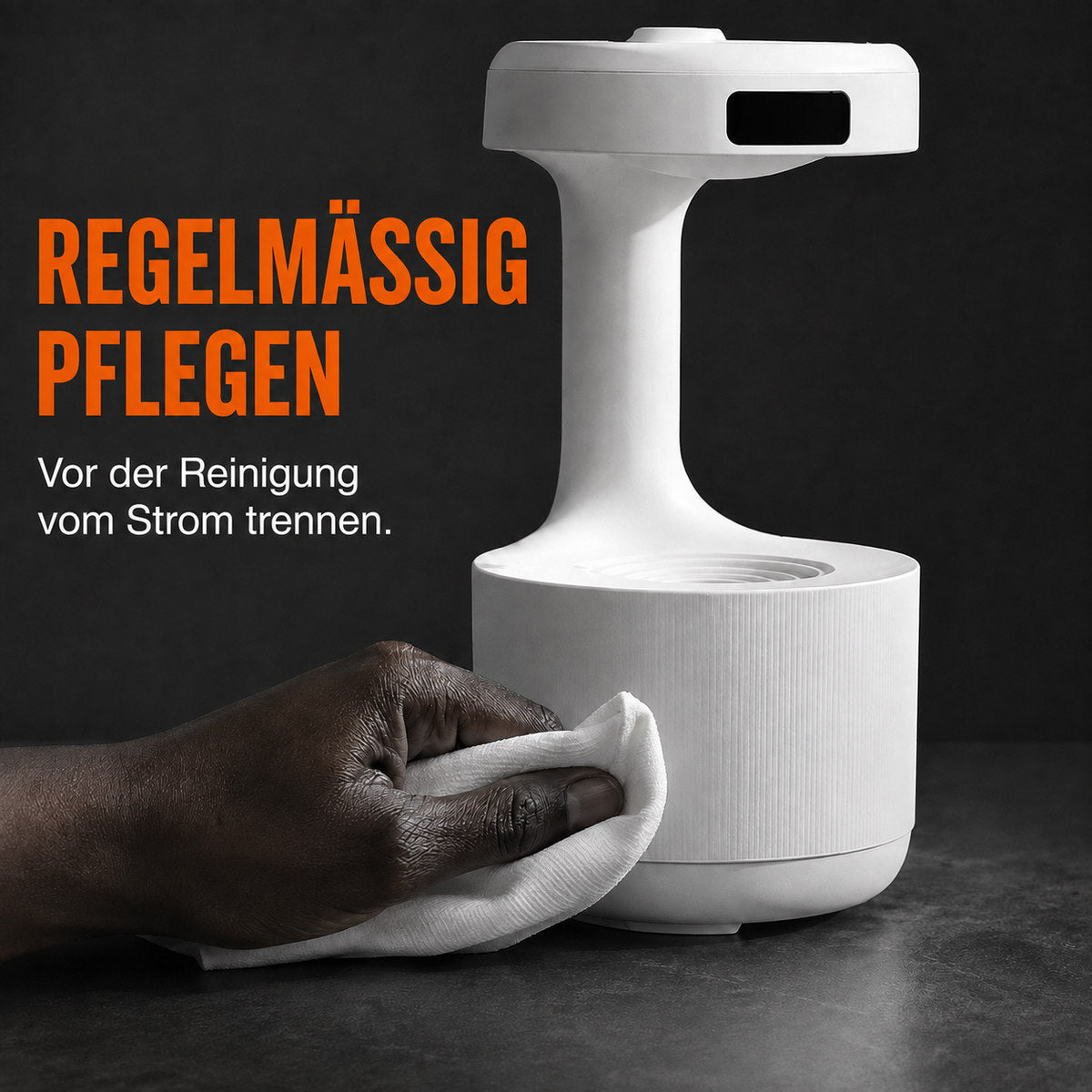 Luftfuktare med droppeffekt och LED-klocka – detaljbild 5