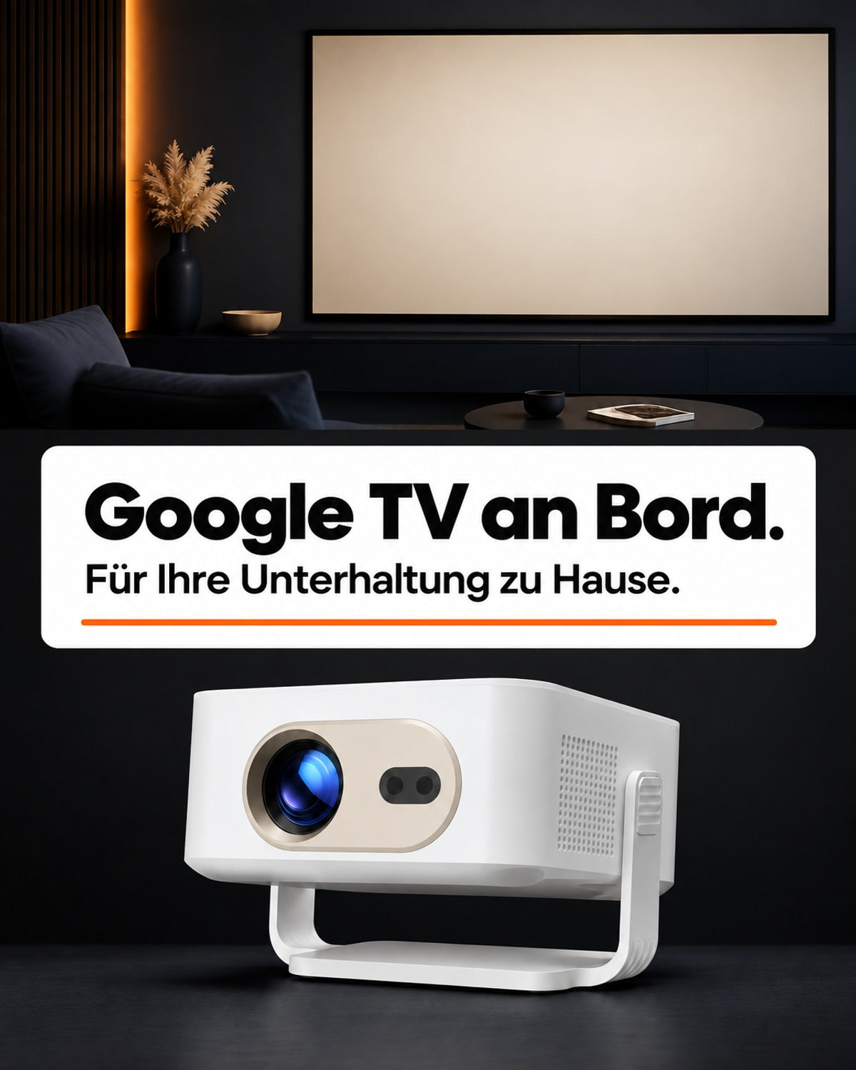Miniprojektor – Google TV ombord.
