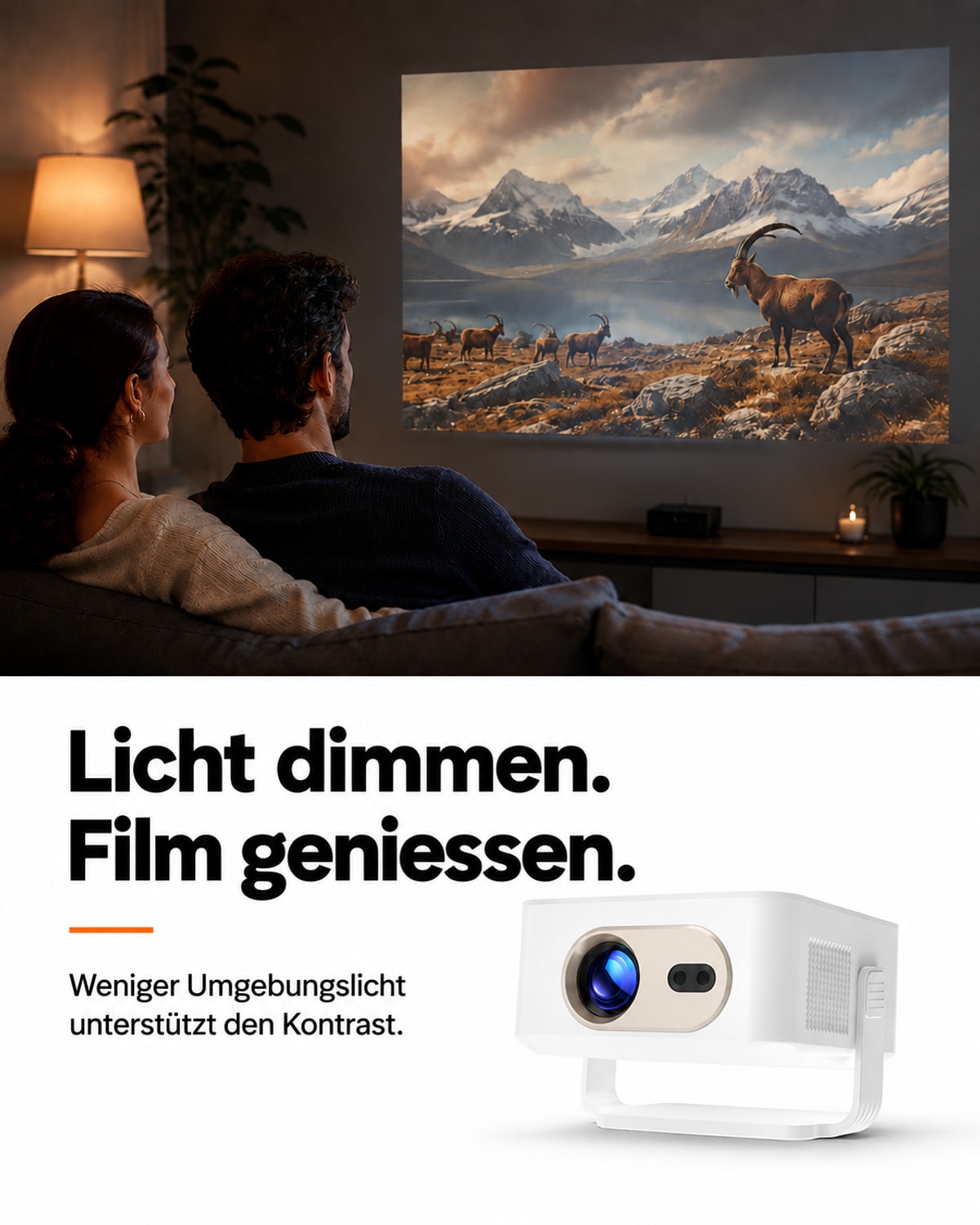 Miniprojektor – dämpa ljuset. Njut av filmen.