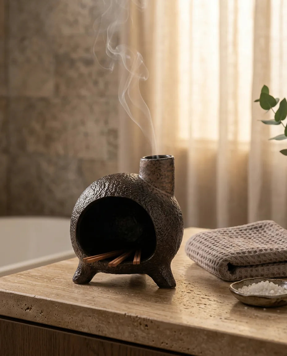 Rökelsehållare i keramik – skulpturalt kärl för palo santo och rökelse – produktbild 11
