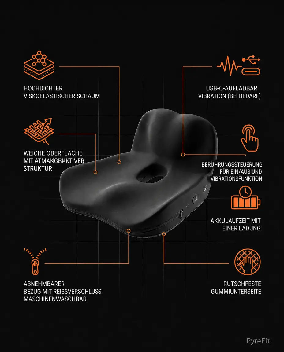 Sittdyna i memoryskum med vibration – stöd för kontoret, bilen och långa resor – produktbild 10