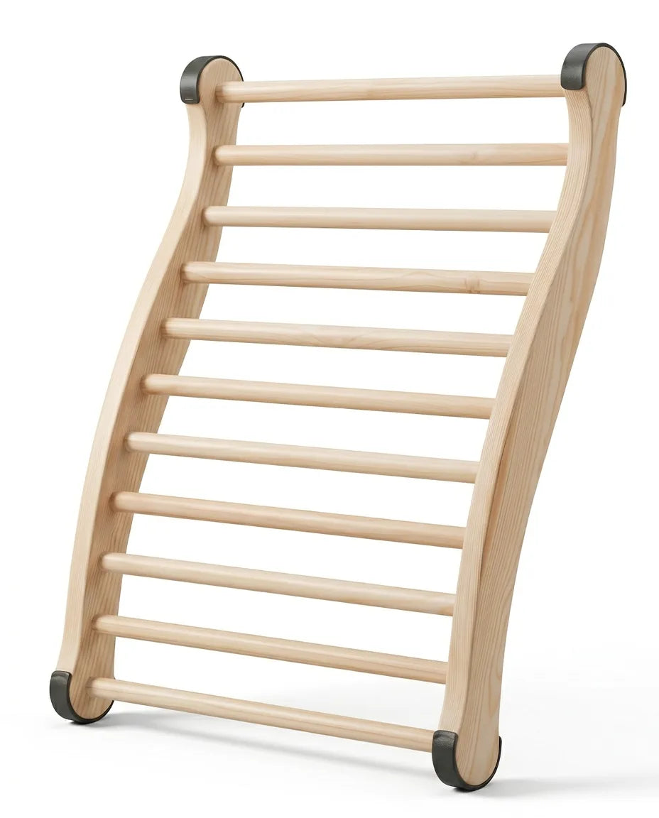 Ryggstöd för bastun i trä – ergonomiskt stöd för spa och bad – produktbild 1