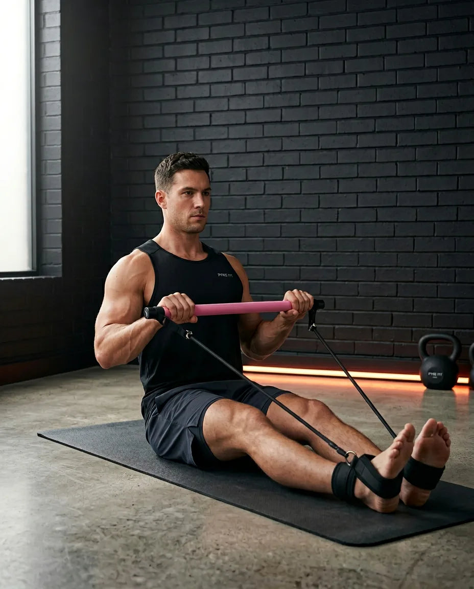 Pilatesset med stång och motståndsband – ledvänlig träning hemma – produktbild 3