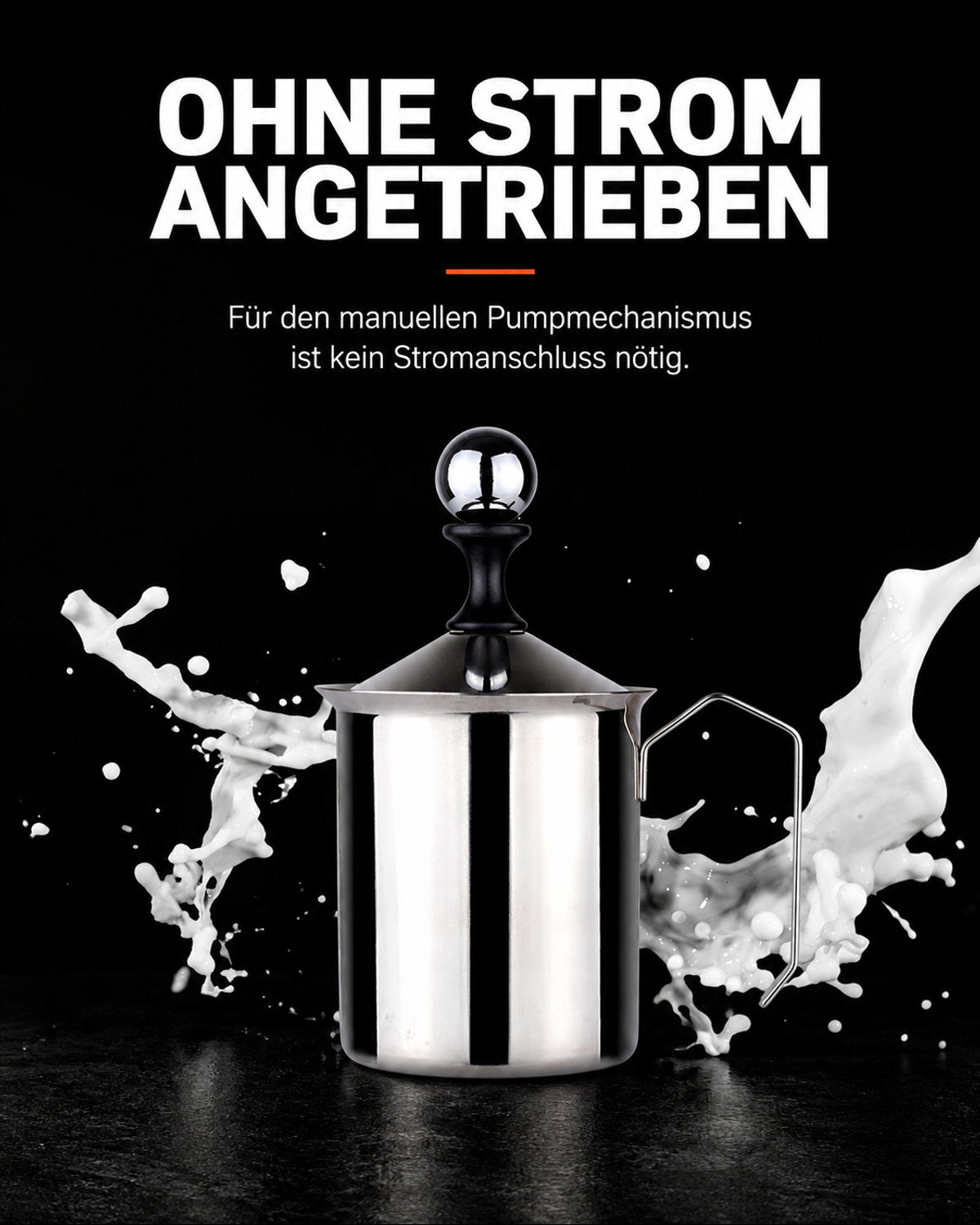 Manuell mjölkskummare i rostfritt stål – produktbild 8