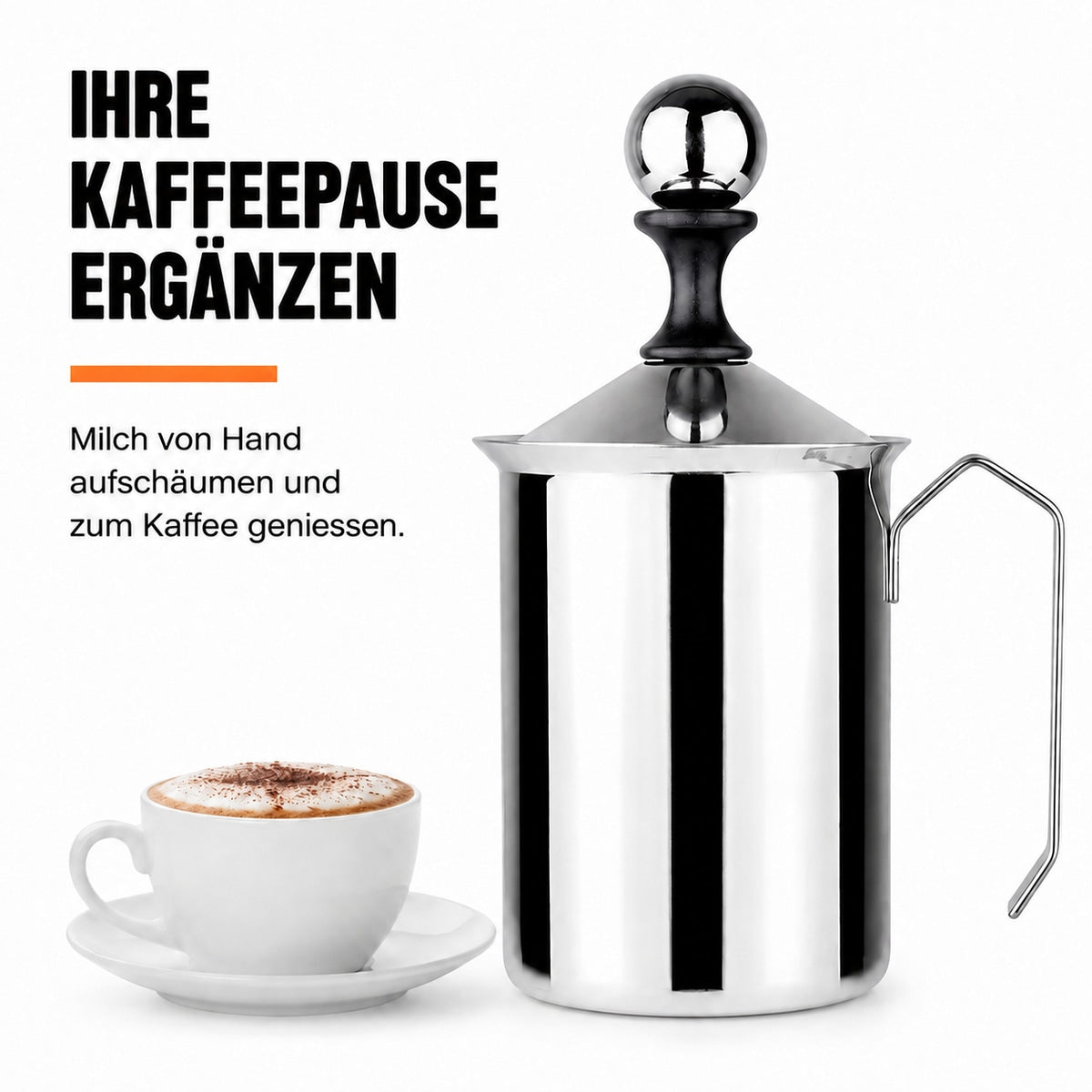Skumma mjölken för hand och njut av den till kaffet