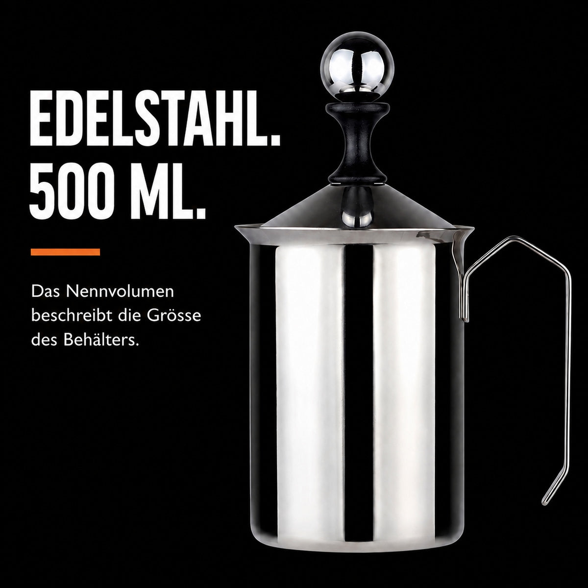 Behållare i rostfritt stål med en nominell volym på 500 ml