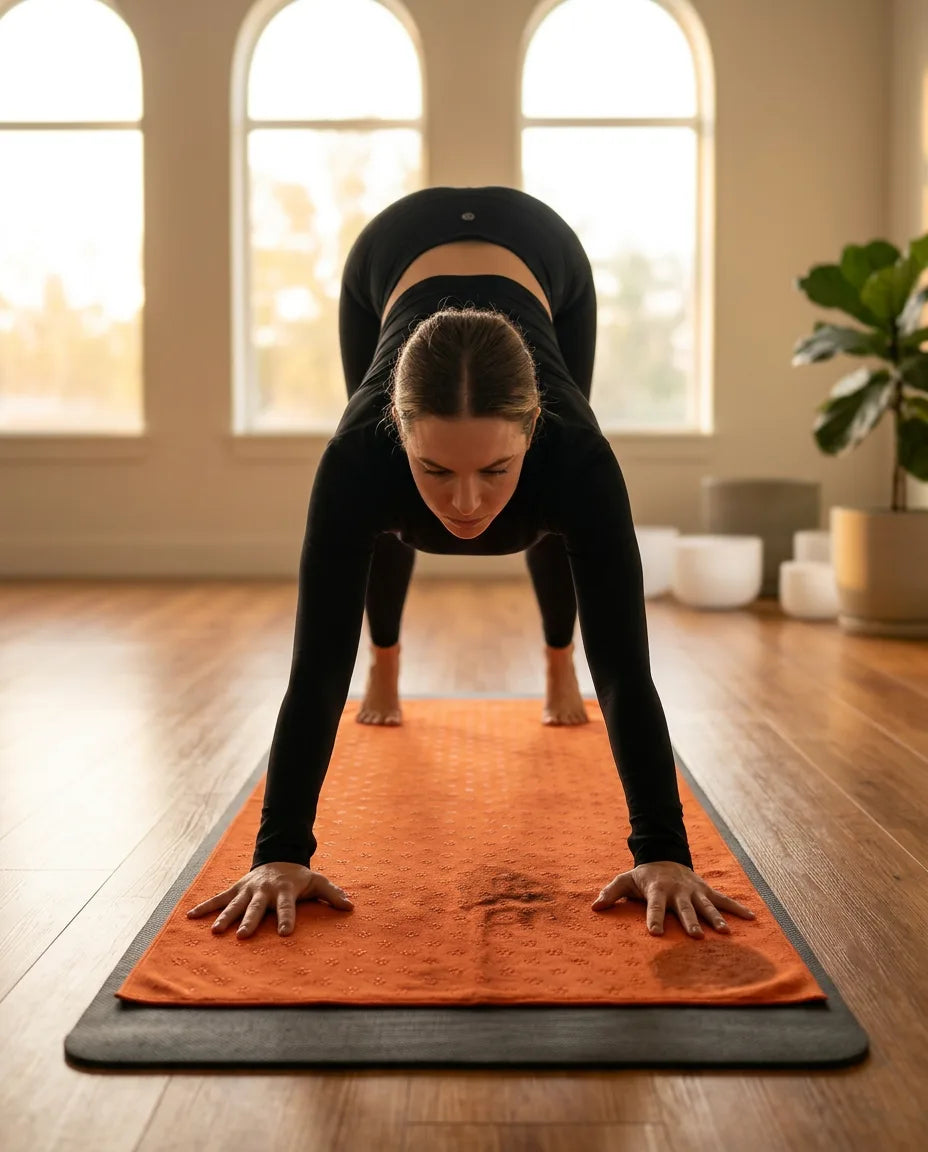 Halkfri yogahandduk med silikonnoppor – snabbtorkande underlag för hot yoga och pilates – produktbild 2