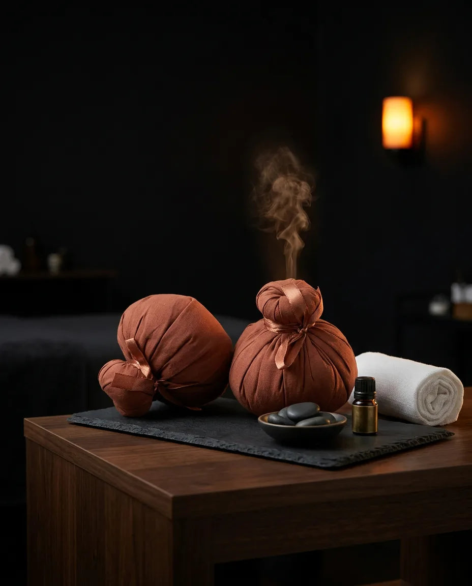 Massagebollar med örtfyllning och värme – välgörande avkoppling för nacke och rygg – produktbild 2