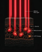 LED-panel med rött ljus – schematisk bild av ljusstrålarna