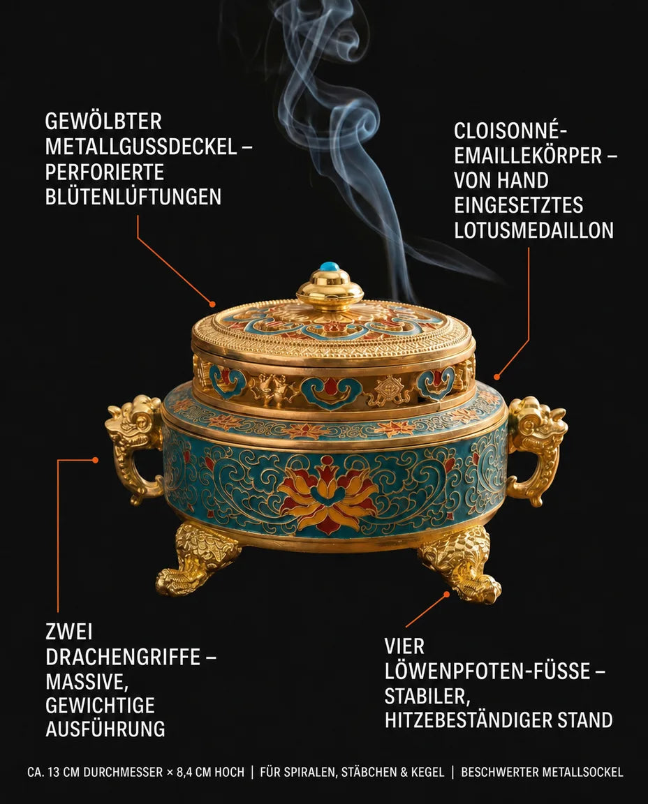 Rökelsehållare formad som en lotus – slutet kärl för stickor, koner och spiraler – produktbild 11