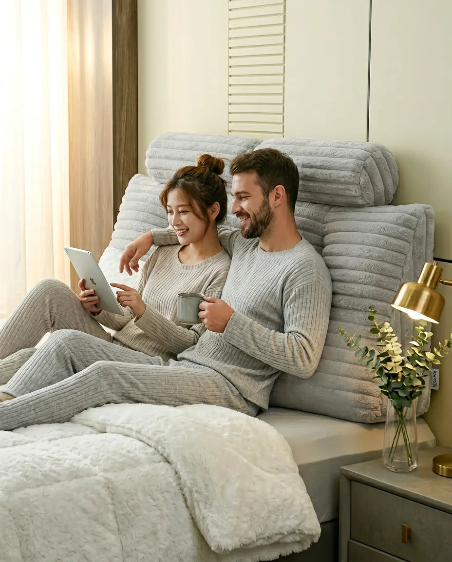 Läskudde med nackrulle – XXL-kil för läsning, gaming och laptop i sängen – produktbild 3