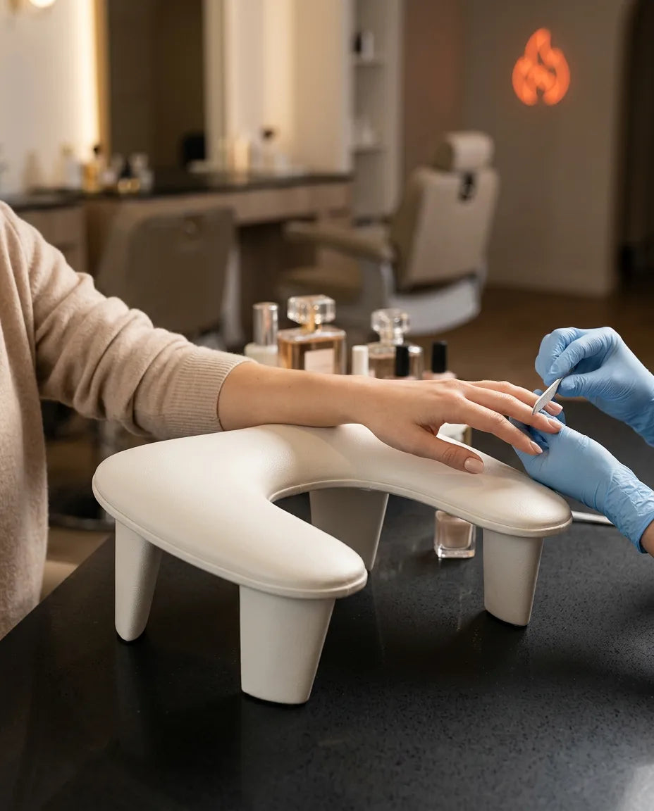 Handstöd för nagelsalongen – stoppat stöd för gel, nail art och långa sessioner – produktbild 2