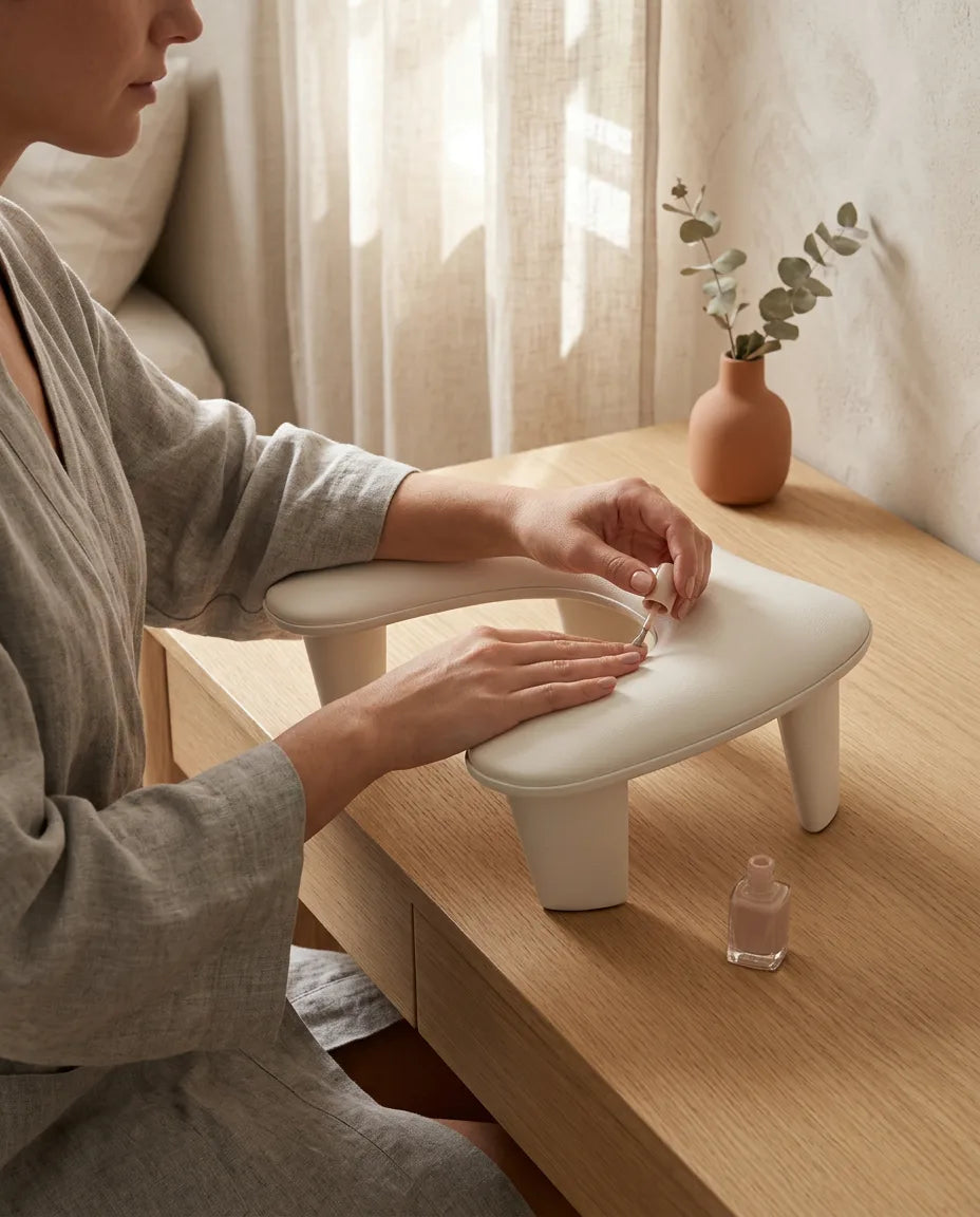 Handstöd för nagelsalongen – stoppat stöd för gel, nail art och långa sessioner – produktbild 3