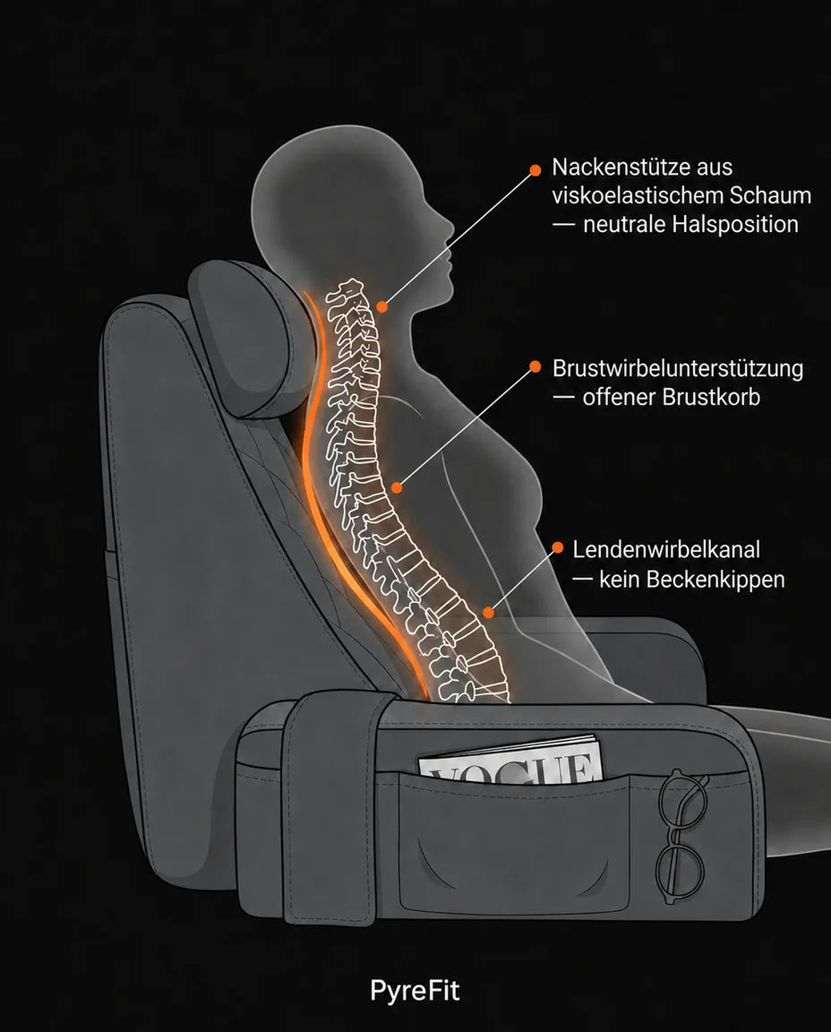 Läskudde för sängen med memoryskum – upprätt stöd med armstöd och sidofickor – produktbild 11