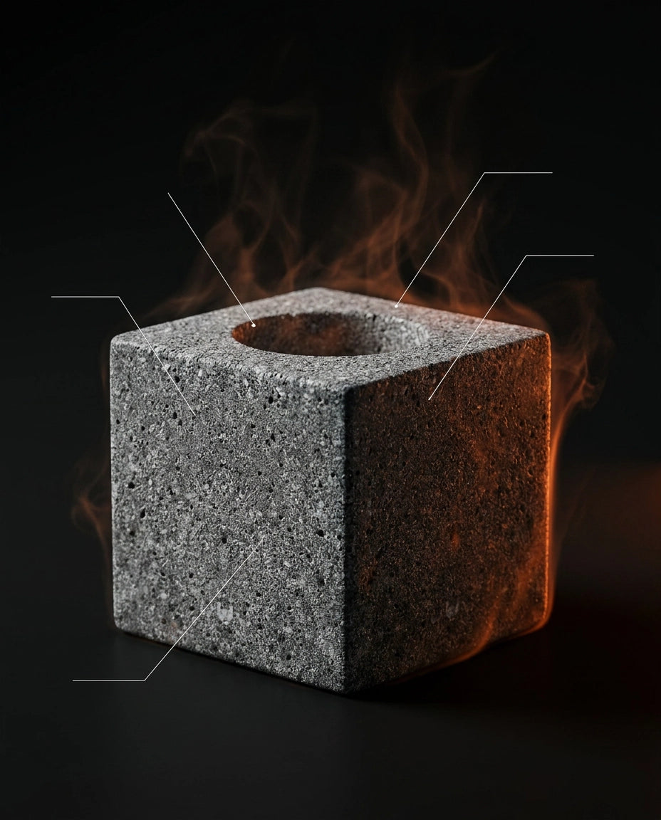 Förvaring för eteriska oljor i granit – skulptural hållare för bastu och spa – produktbild 11