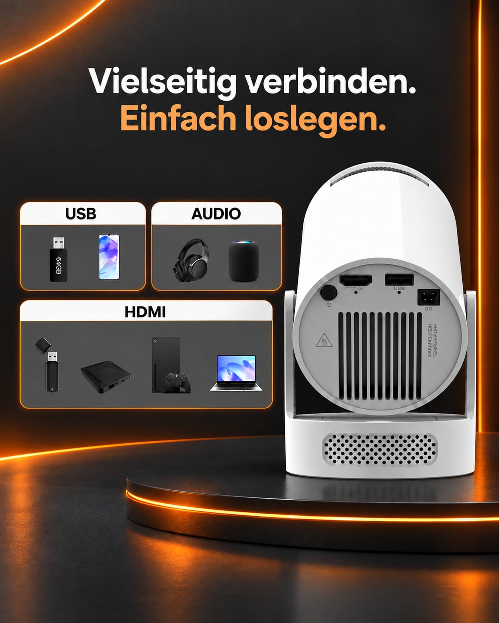 Miniprojektor – HDMI, USB och ljud