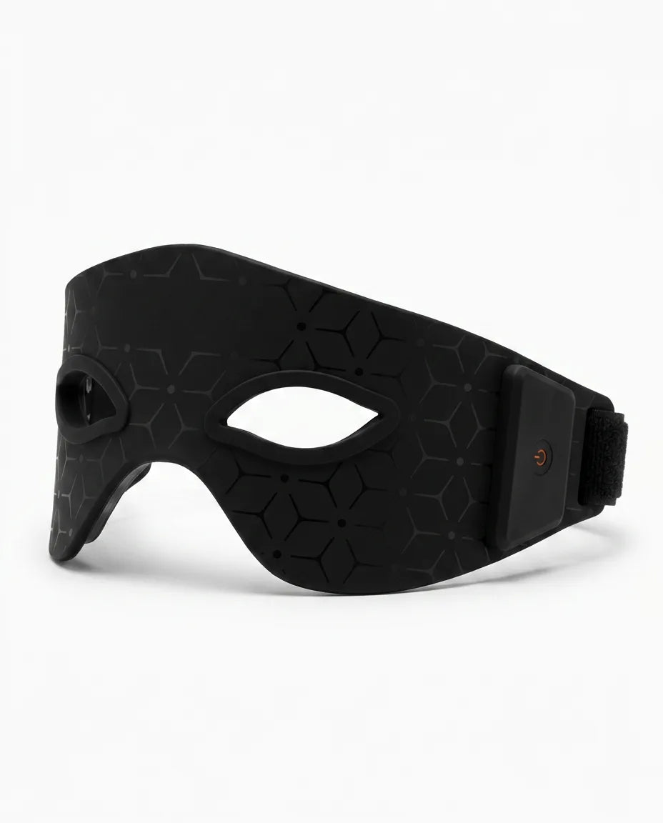 LED-ögonmask med rött ljus – svart färgvariant