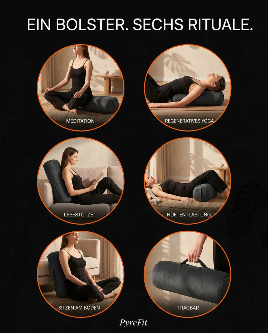 Yogabolster i sammet – fast stöd för meditation och återhämtning – produktbild 9