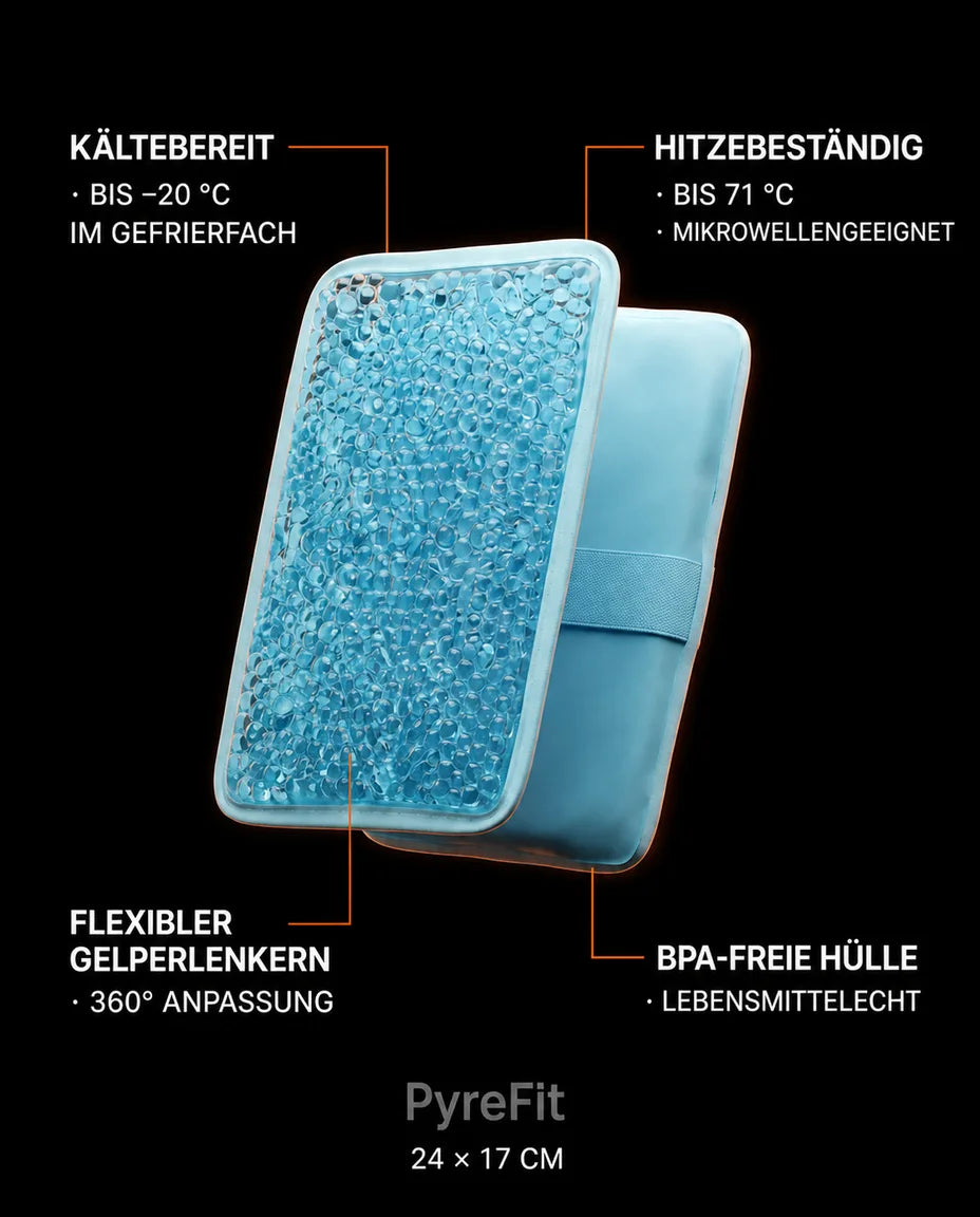 Flexibel värme- och kylgelpåse – infografik om material och uppbyggnad