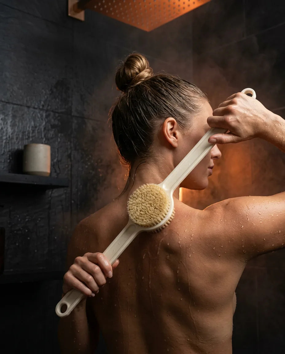 Kroppsborste med mjuka borst – mild peeling med långt skaft för ryggen – produktbild 2
