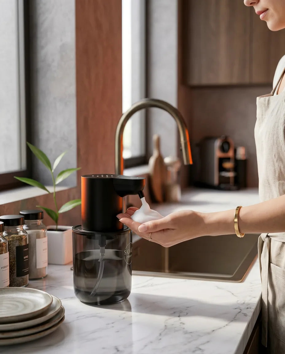 Automatisk tvålpump med sensor – beröringsfritt skum, laddas via USB – produktbild 2