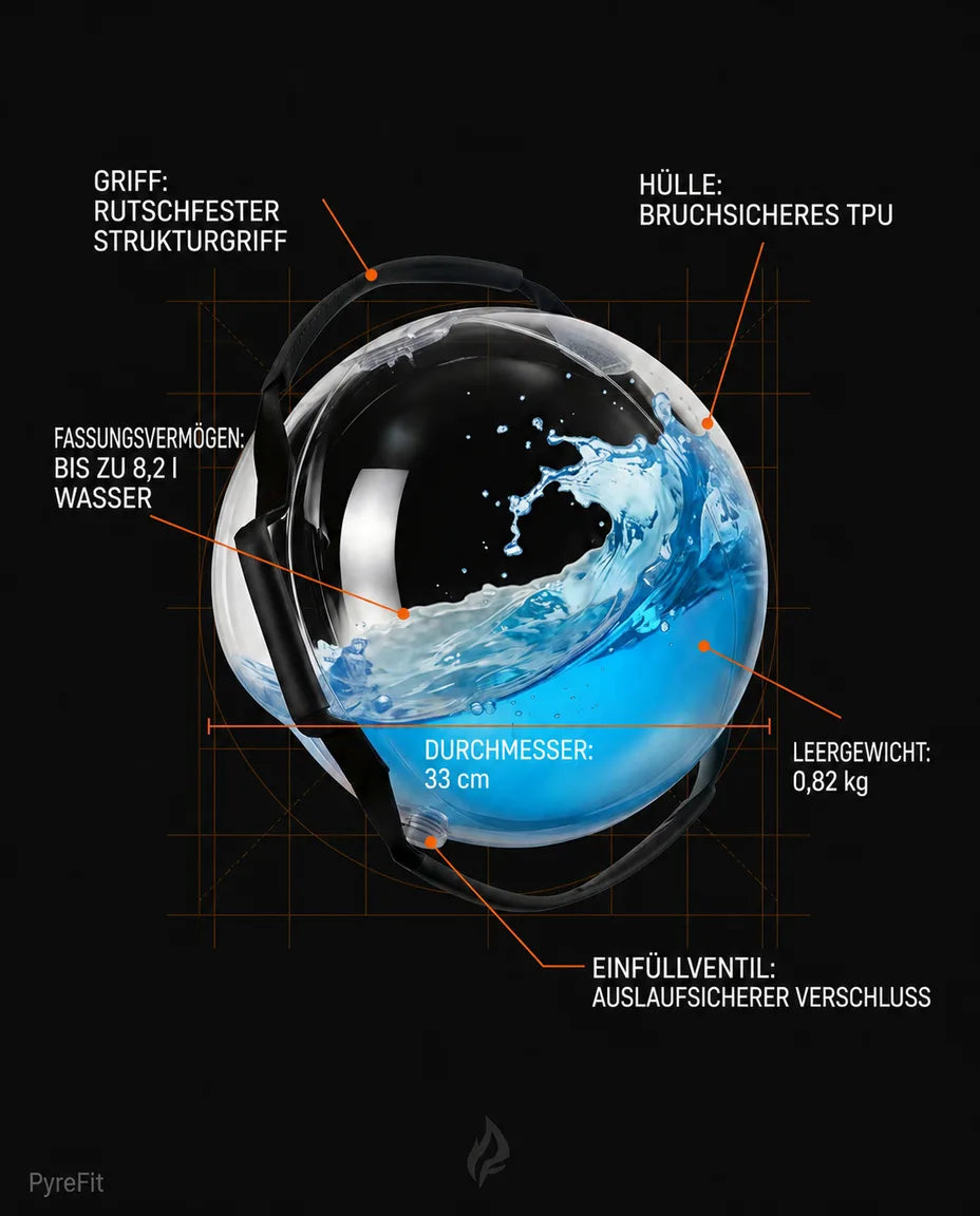 Vattenfylld träningsboll – core-träning, balans och funktionell träning – produktbild 8