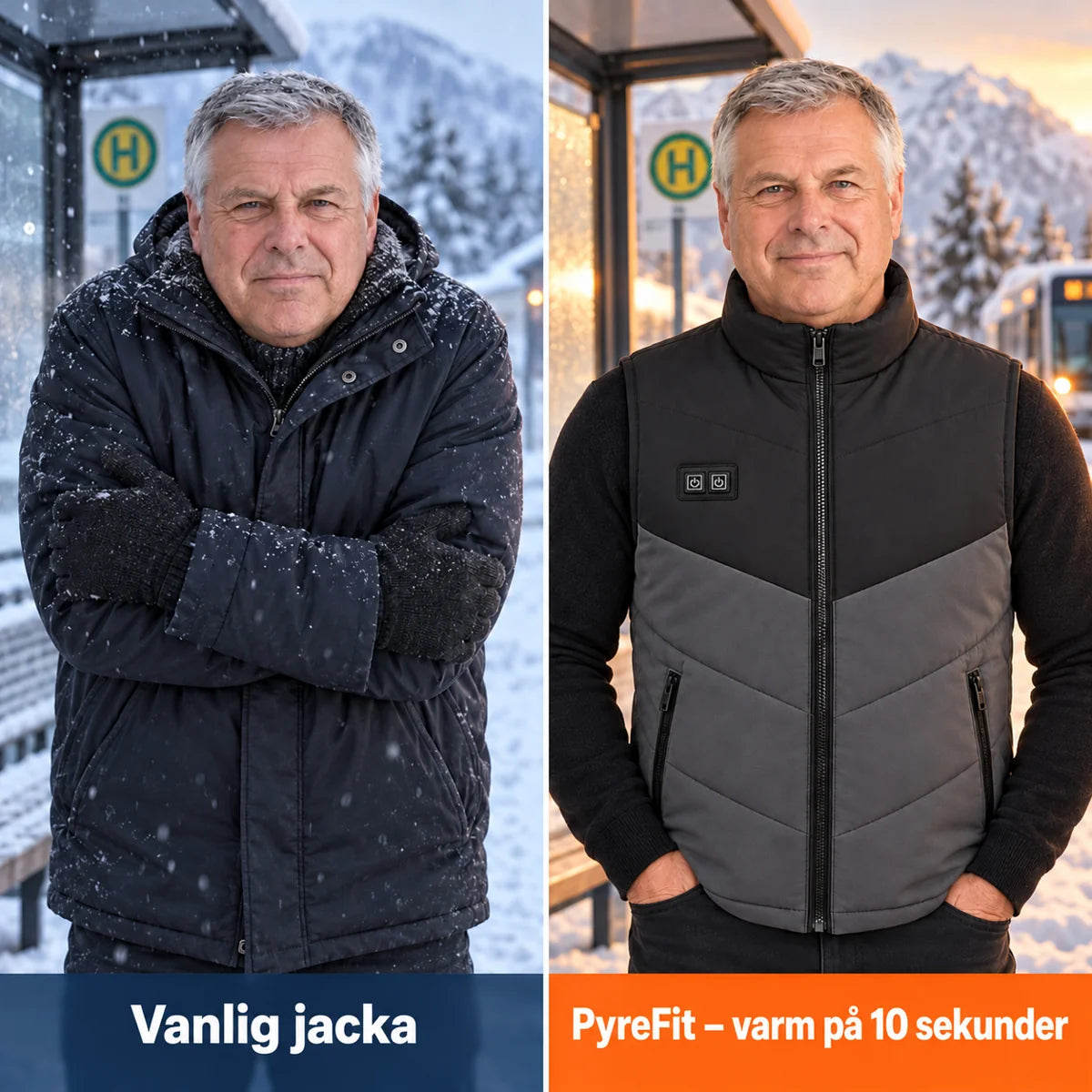 Jämförelse: vanlig vinterjacka och Sherpor med värme