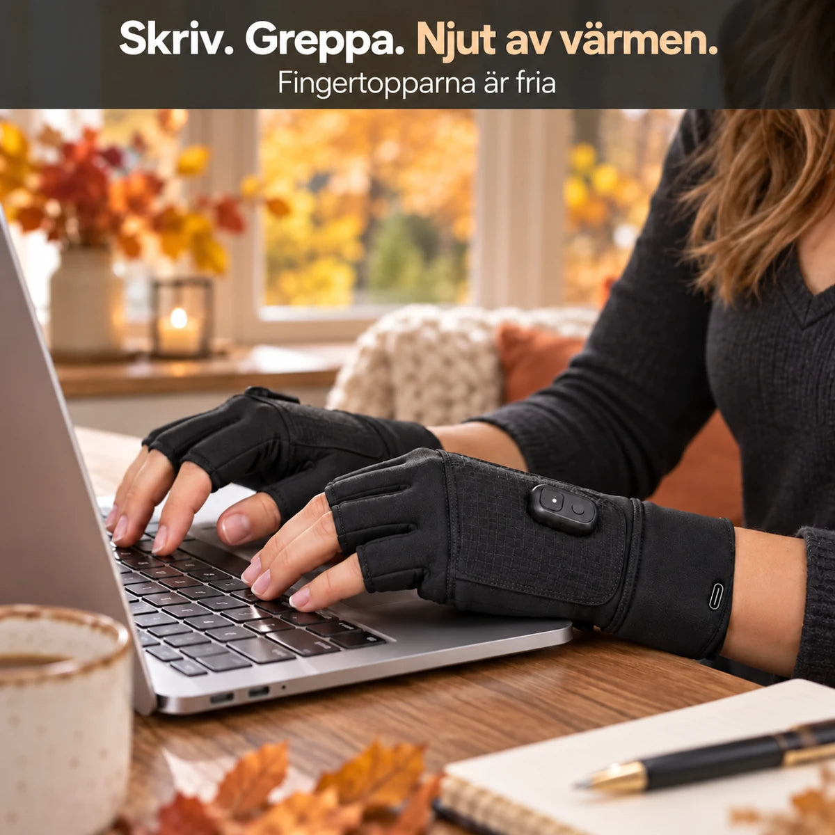 Uppvärmda fingerlösa handskar