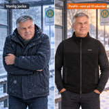 Jämförelse: vanlig vinterjacka och Tarnor med värme