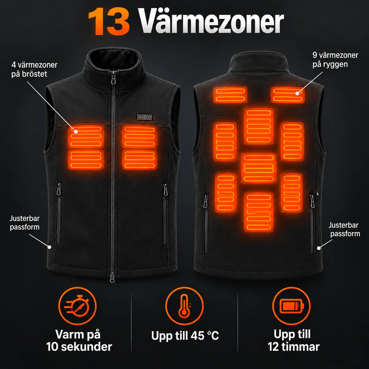 PyreFit Tarnor – Värmeväst unisex med justerbar vidd