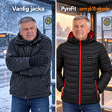 Jämförelse: vanlig vinterjacka och Travina med värme
