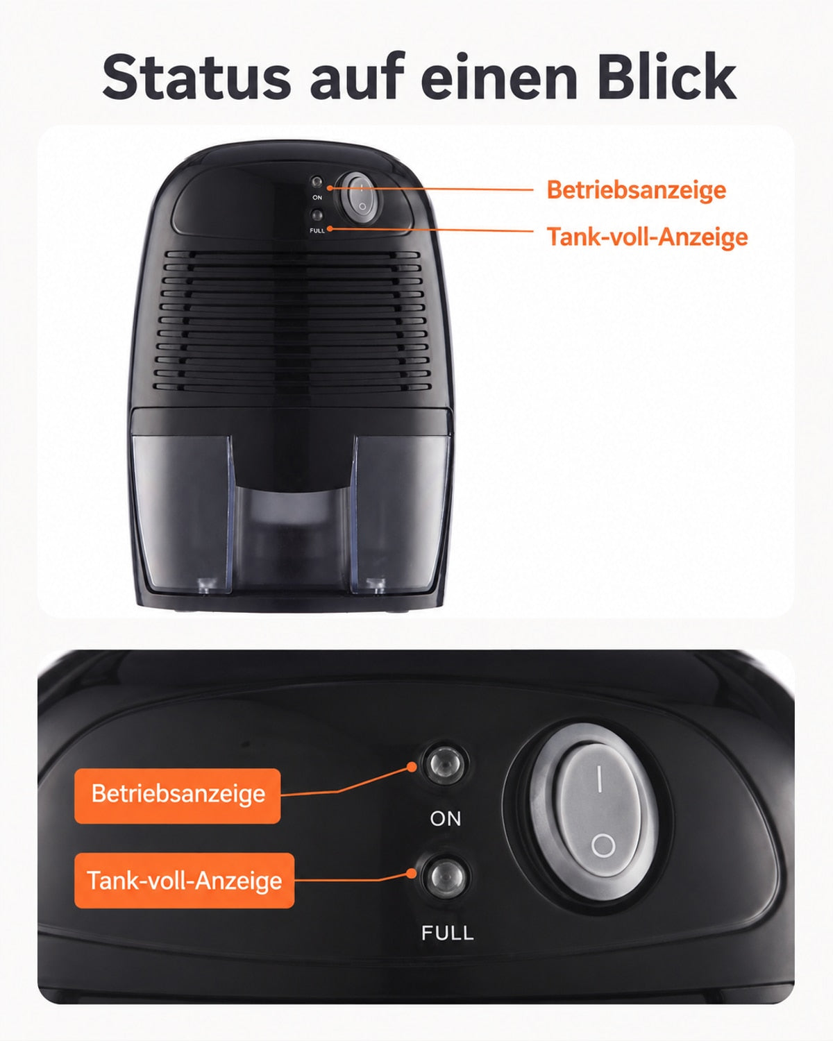 THANKSHARE mini-avfuktare – indikator för drift och full tank