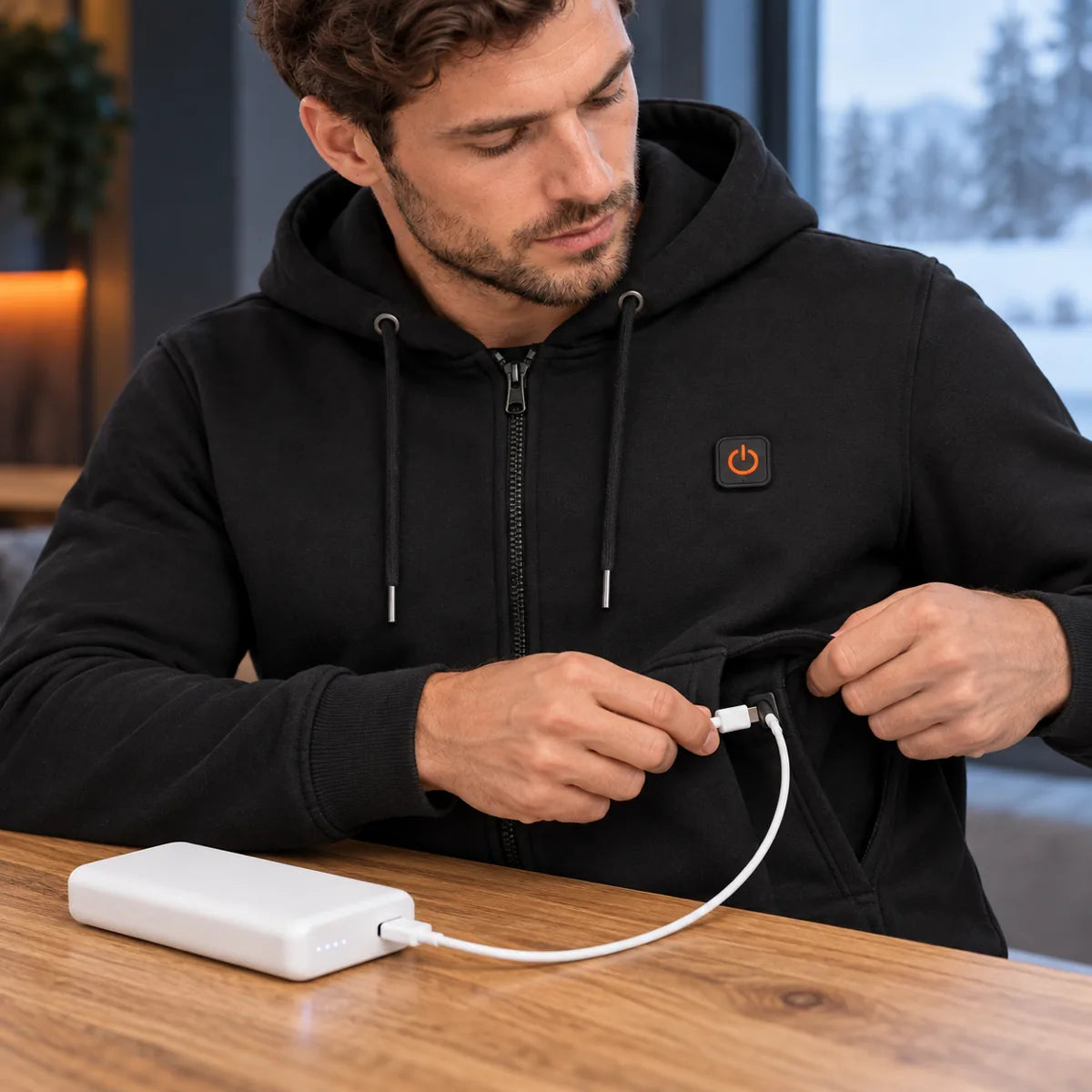 PyreFit Voltor – Uppvärmd hoodie herr med dragkedja