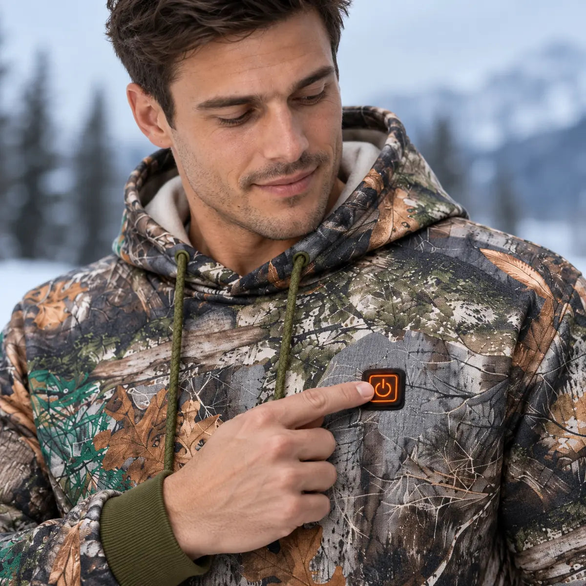 PyreFit Zippo – Uppvärmd hoodie med skogsmönster